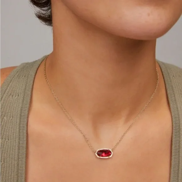 Kendra Scott Elisa Gold Pendant Necklace in Berry Glass NWT! - Picture 1 of 4